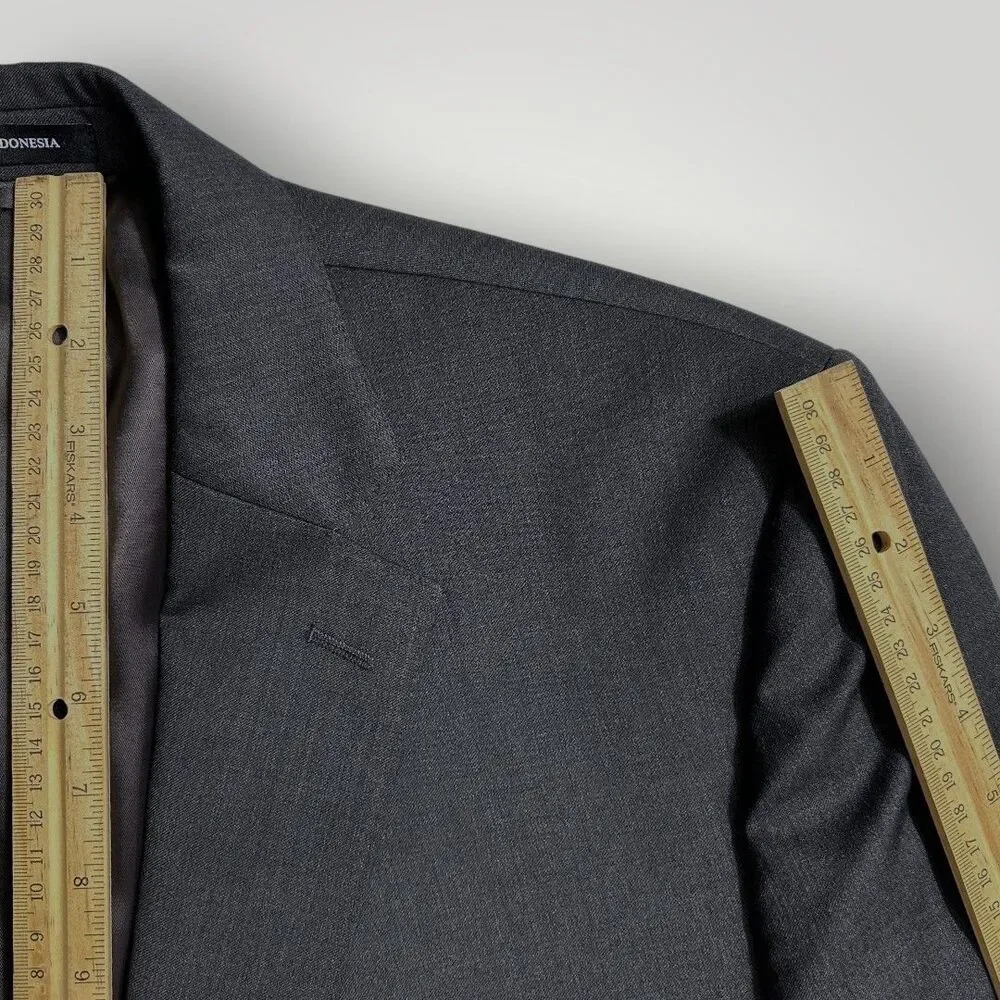 RALPH LAUREN Slim fit Mens Blazer Sport Coat 2-Button Suit Jacket 46L WOOL Gray